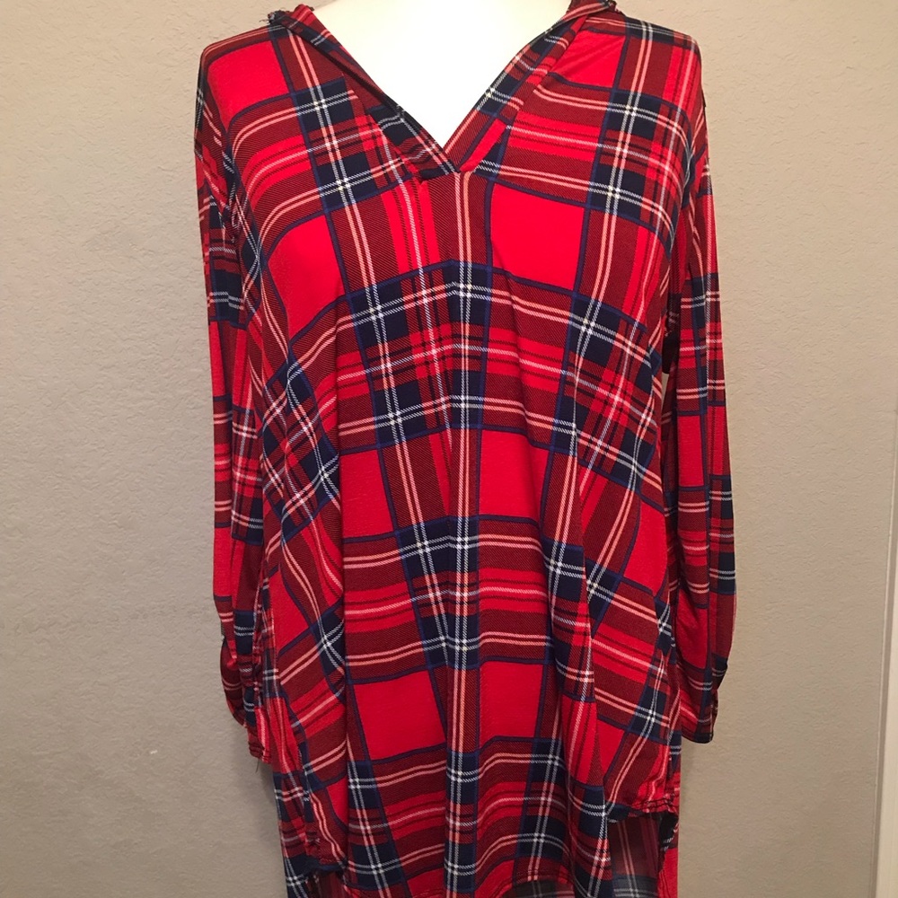 SUPER FASHIONABLE V-neck Plaid Dress Shirt
